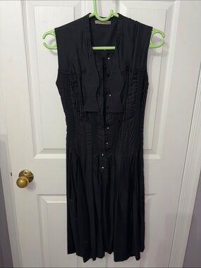 Bottega veneta Women's Black Sleeveless Pleated Button-Front Dress